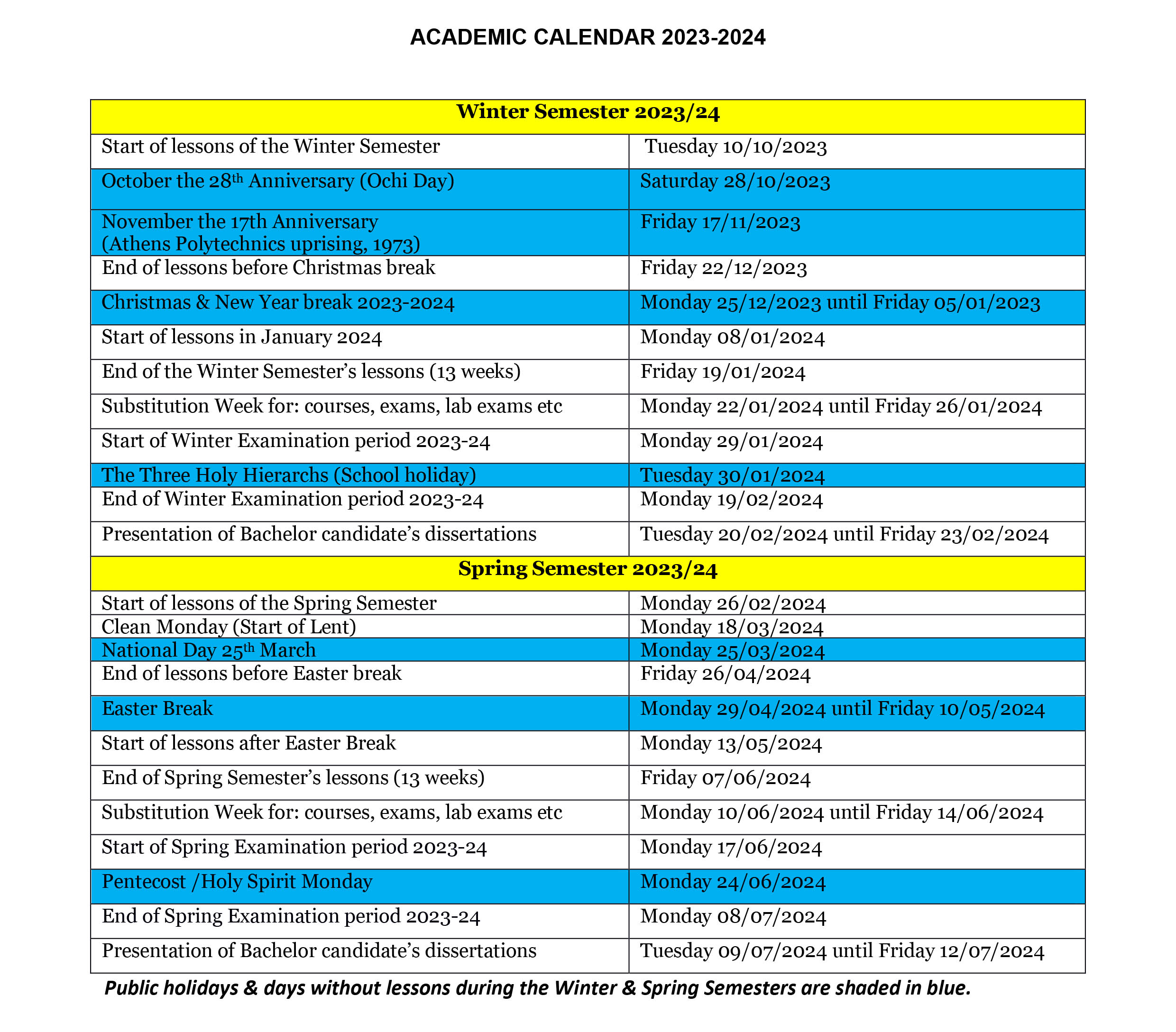 academic calendar 23 24
