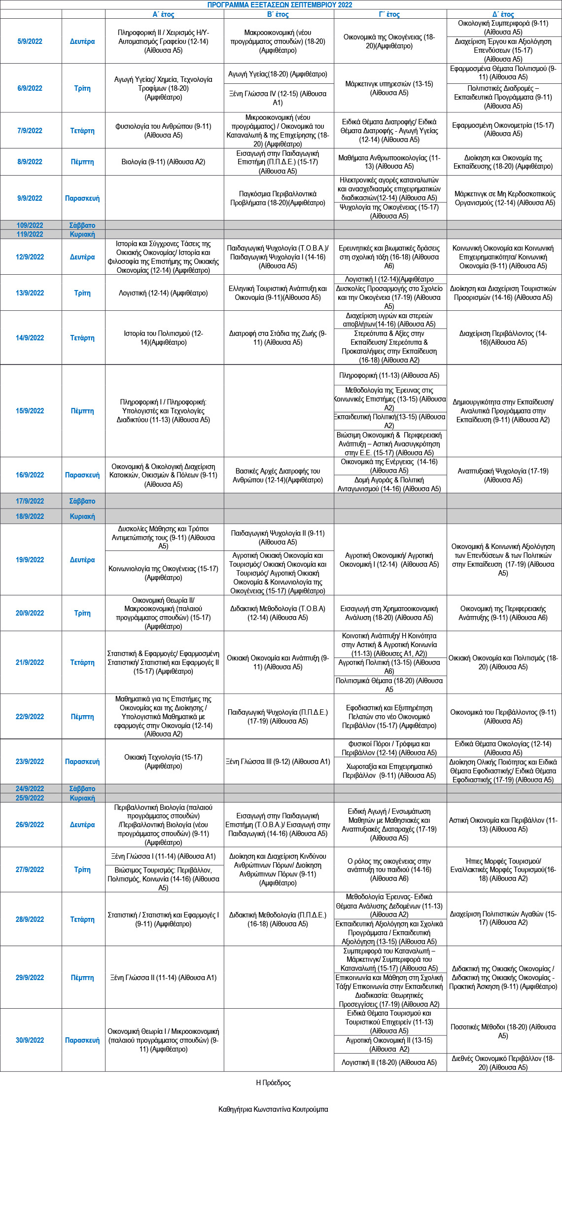 programma exetaseon sept 2022