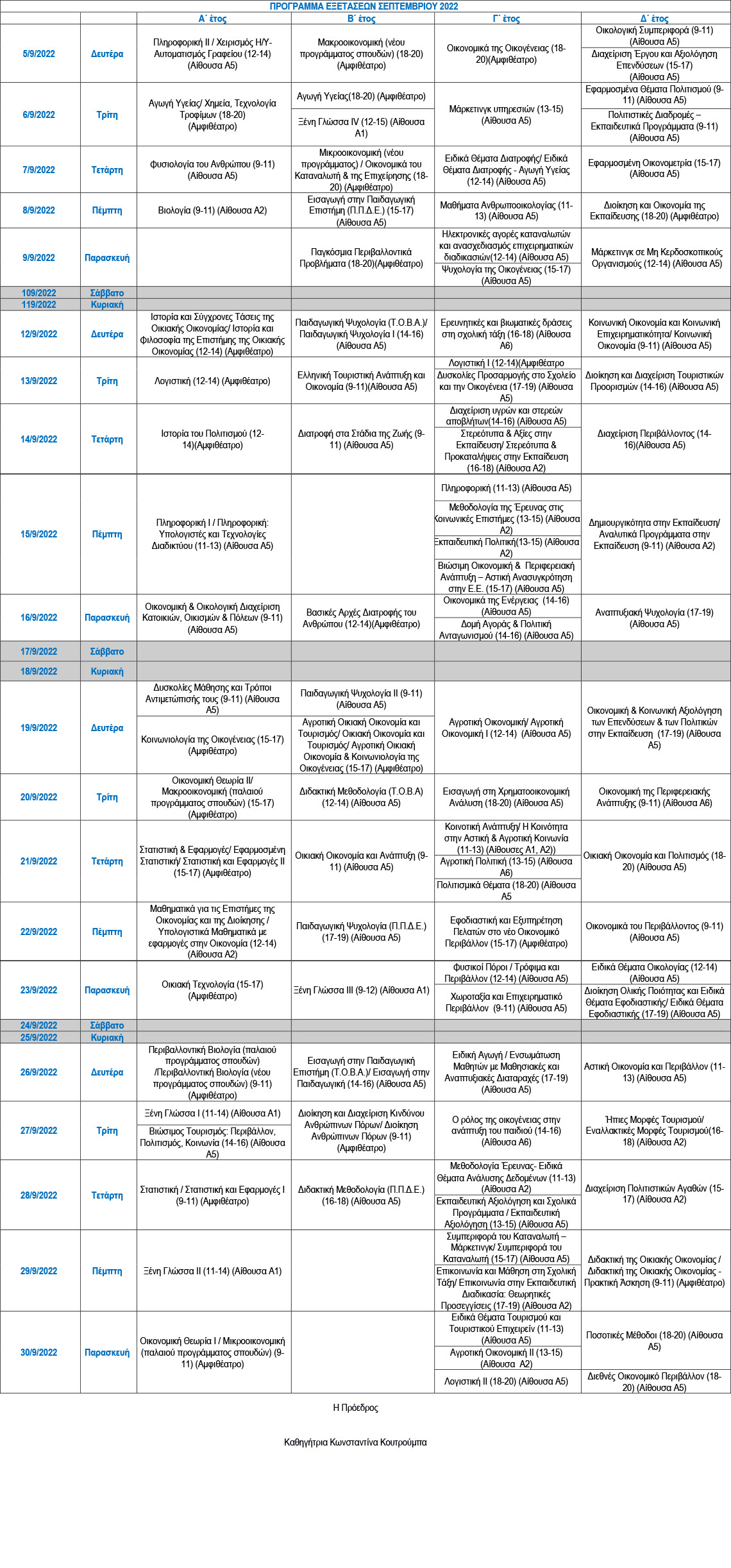 programma exetaseon sept 2022