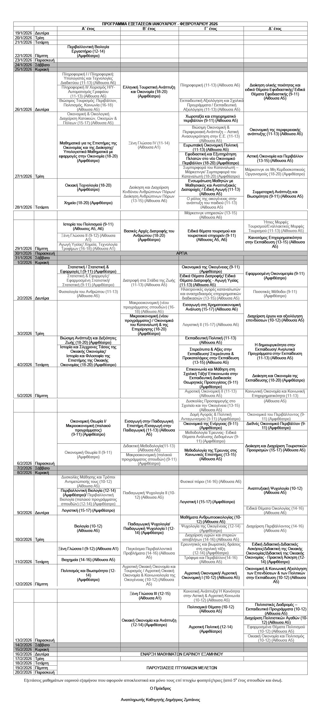 programma exetaseon ianourios fevr 26